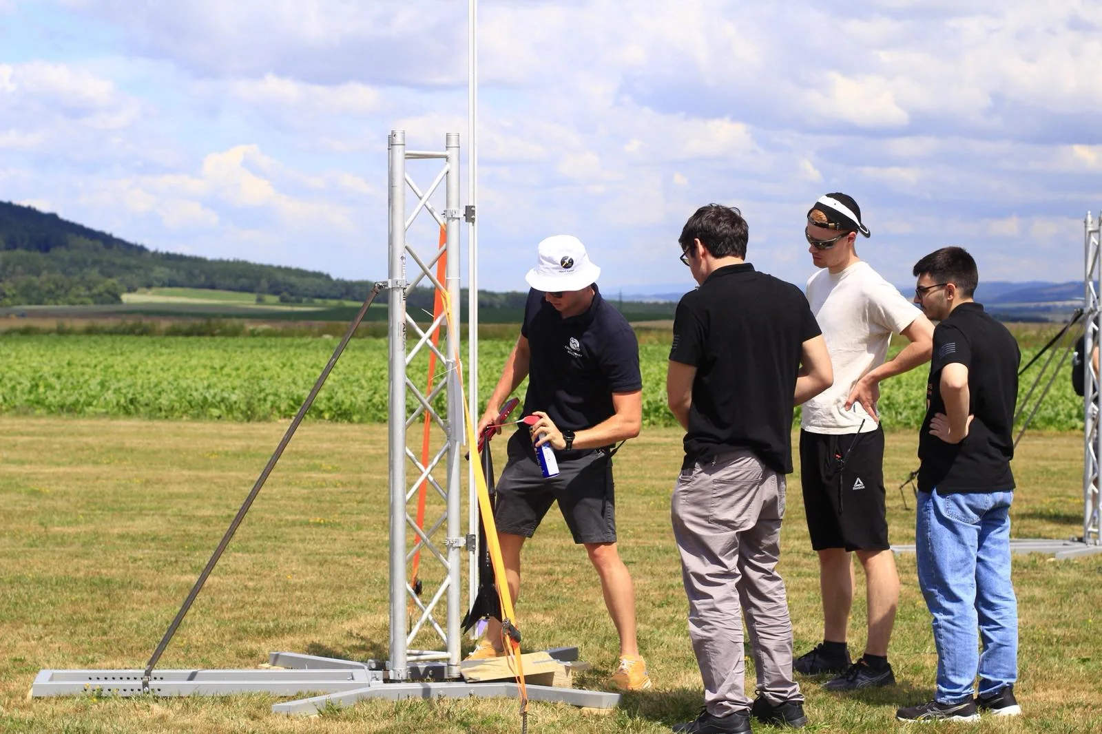HEPHAESTUS members prepare SARISSA beside the launch rail