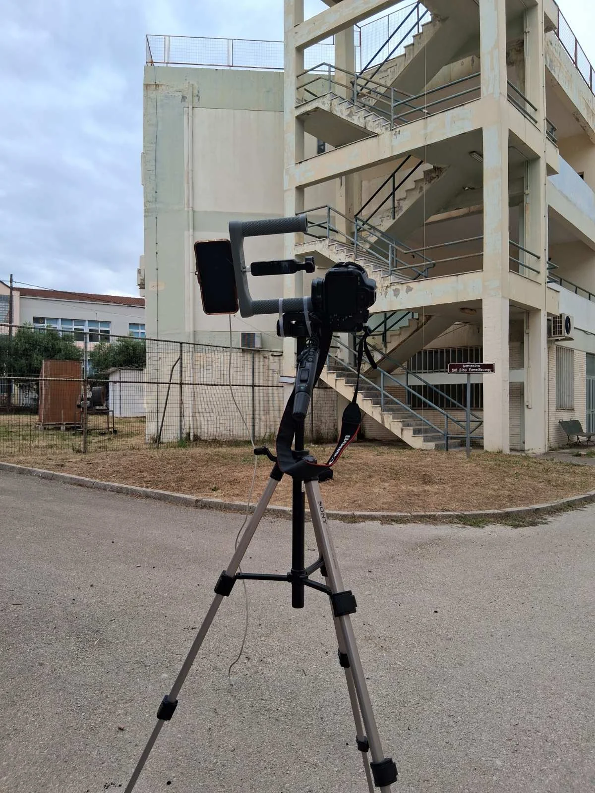 A camera on a tripod recording HEPHAESTUS activities